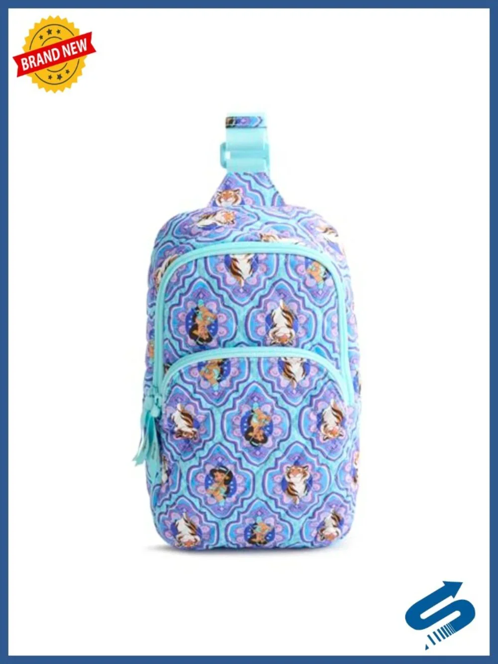 Quilted Cotton Sling Backpack Crossbody Purse with Zipper Compartments for